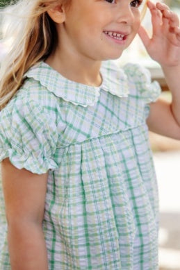 Holly Day Dress Seersucker - Gibson Island Green
