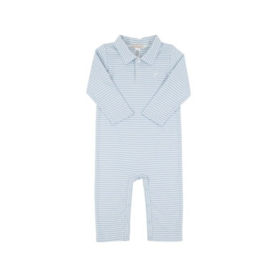 Long Sleeve Sir Proper`s Romper - Blue Stripe