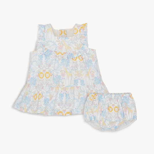 Nikki Menagerie Cotton Dress+ Diaper Cover