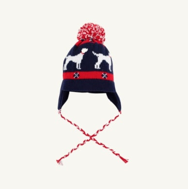 Parrish Pom Pom Hat - Navy/Richmond Red/Dog