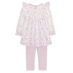 Pink Begonias Print Top Legging Set