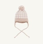 Parrish Pom Pom Hat - Light Khkai Gingham/ Worth Ave White
