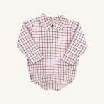 Peter Pan Shirt Onesie-Red/Green Plaid