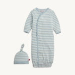 Blue Stripe Organic Cotton Gown and Hat