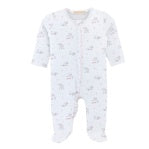 Tiny Baby Sheep - Girl Printed Pima Zipped Footie With Ruffles
