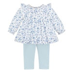 Blue Begonias Print Top Legging Set