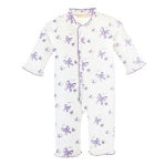 Lavender Bows Print Ruffle Coverall