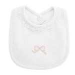 Pretty Bows Embroidered Pima Bib With Lace Trim