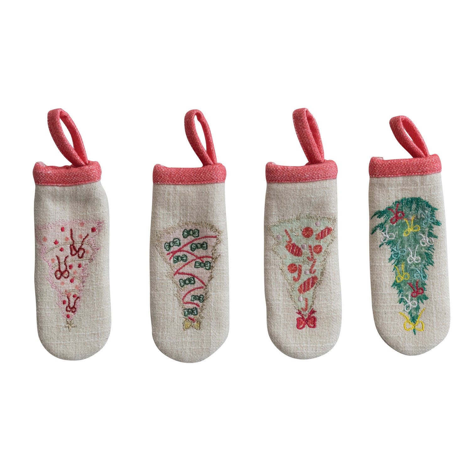 Printed Pot Handle Cover with Embroidered Christmas Tree, 4 Styles ©
