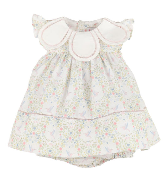 Floral Dress White Petal Collar and Bloomers