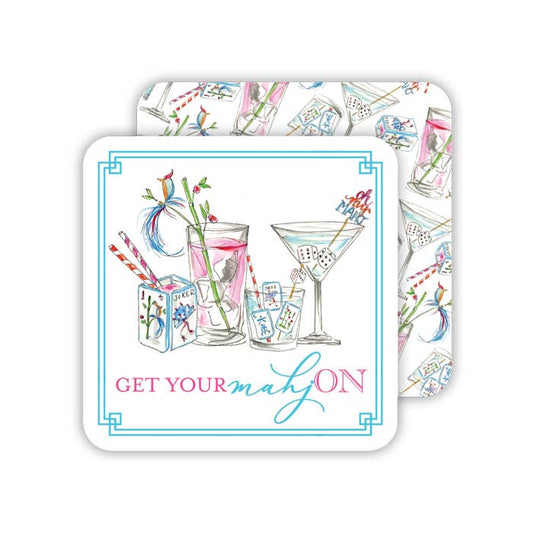 Get Your MahjON Cocktails Square Coaster